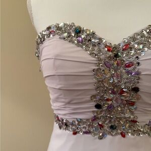 Embellished Sweetheart Strapless Evening Dress - Light Lavender